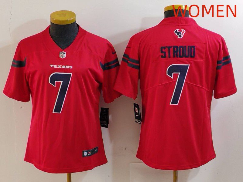 Women Houston Texans #7 Stroud Red Three generations 2025 Nike Limited NFL Jersey style 21->women nfl jersey->Women Jersey